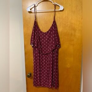 Old Navy maroon floral dress with additional fabric embellishment